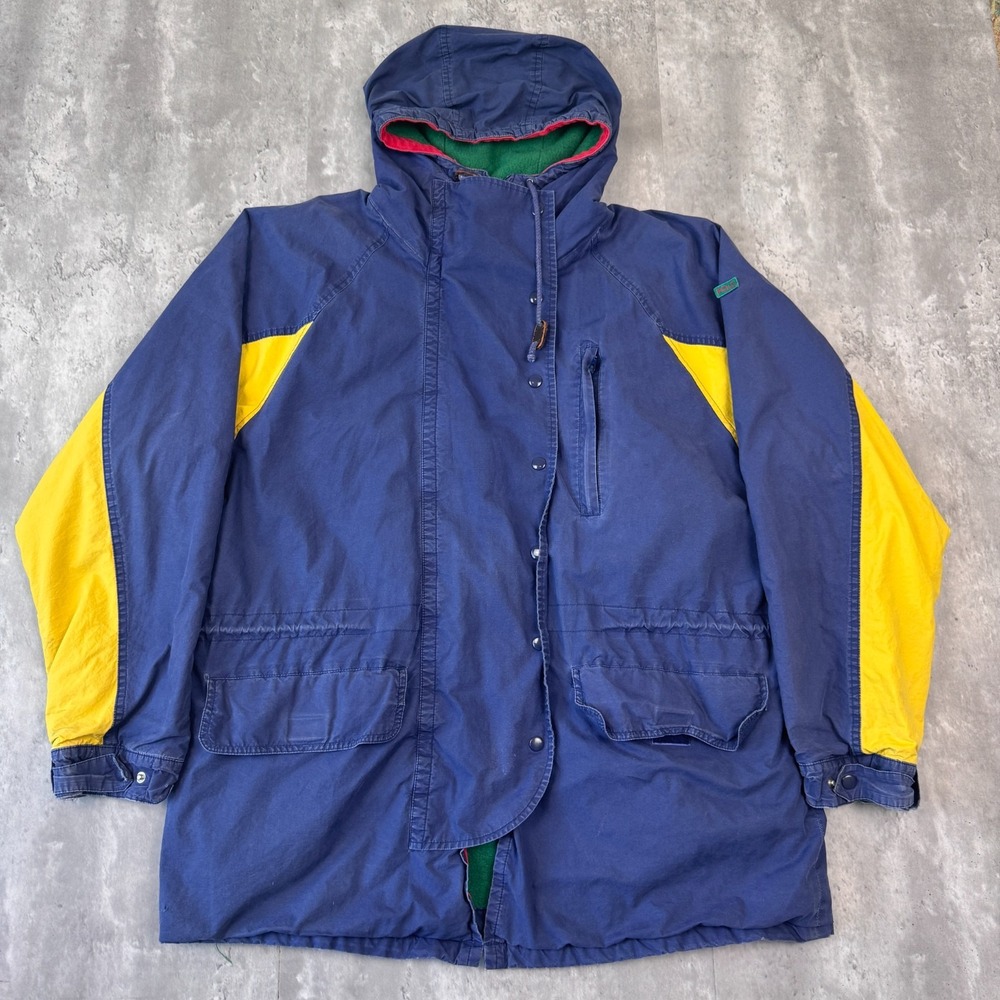 Vintage Polo Ralph Lauren Jacket Mens M Blue Yellow Fleece Lined Parka 90s